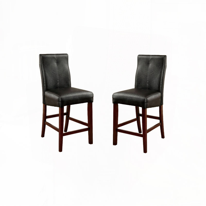 Ensemble de tabourets de bar rembourrés en cuir avec dossier rembourré, pieds en bois