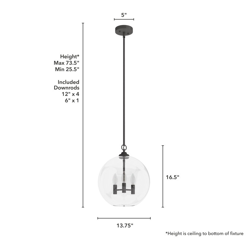 High Oaks 3 Light Globe Pendant, Noble Bronze