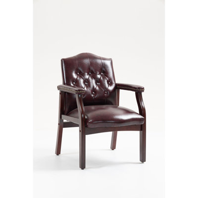 Leather Reception Guest Chairs  W/Padded Seat and Arms Ergonomic Mid-Back Office Executive Side Chair for Meeting Waiting Room Conference Office Guest Chairs