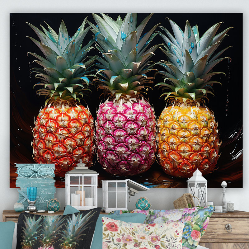Nectar néon ananas I, H 34 po x l 44 po x P 1,5 po, Toile tendue