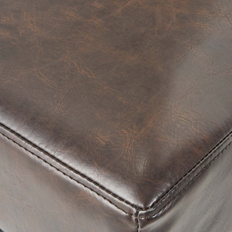 Tabouret de comptoir 30 po en simili cuir ivoire sans dossier (ensemble de 2), Marron clair