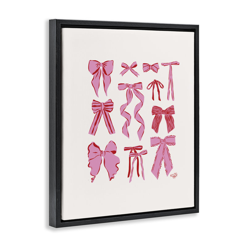 Cadre flottant simple avec nœuds rouges et roses, design par Krissy Mast, H 31 po x l 25 po, Cadre flottant noir de jais