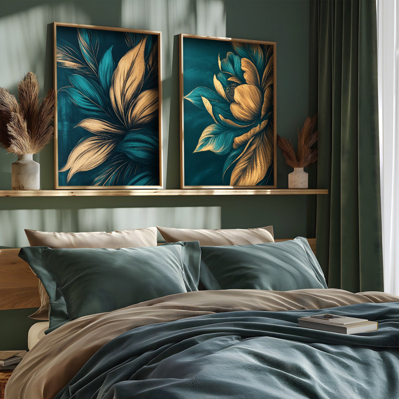 Elegant Decorative Framed MDF Paintings (2 Pieces), Pine Wood Frame, 27.6 x 19.7 x 0.1 inches | 100% MDF, Thickness: 0.1 inches | UV Printed Artwork, Perfect for Living Room & Office Décor, Stylish & Modern Design