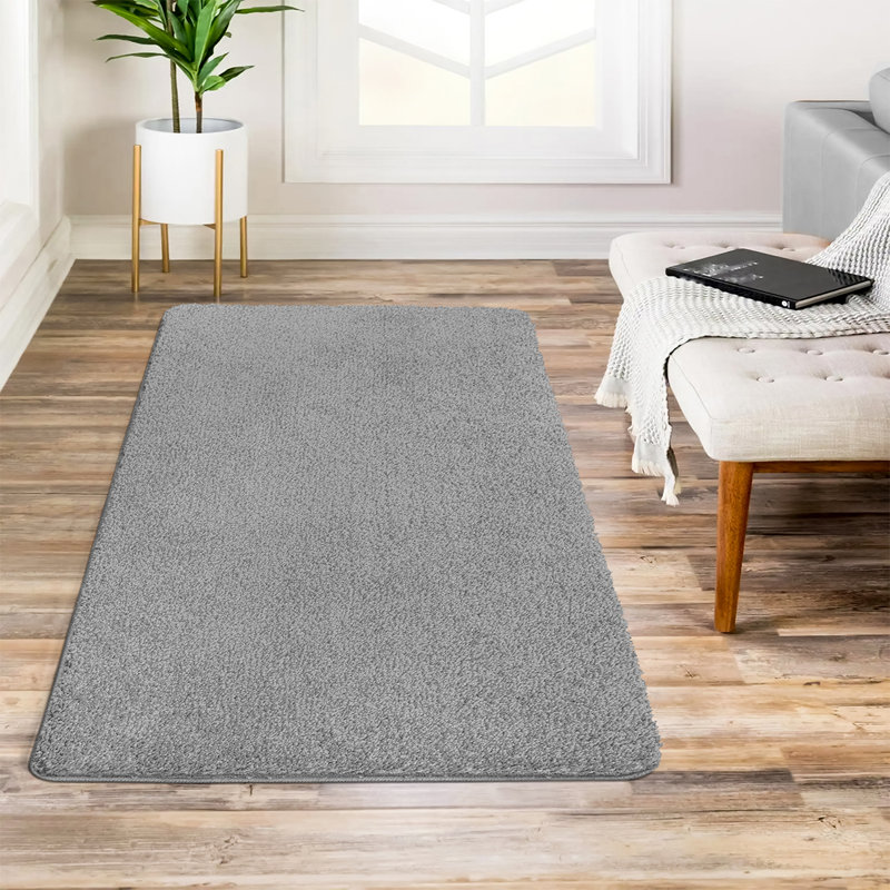 Modern Shaggy Rug Soft Fluffy Grey Carpet Non Slip Large Small Area Rug For Living Room Bedroom Hallway Floor Mat