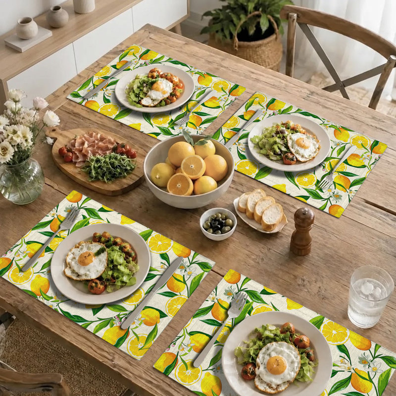 4-Piece Polyester Rectangle Dining Table Placemat