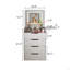 Bureau de maquillage avec panneau caché et station de charge, ensemble de coiffeuse 3 en 1 avec 3 tiroirs, coiffeuse compacte avec tabouret caché, bureau de coiffeuse avec miroir et lumières
