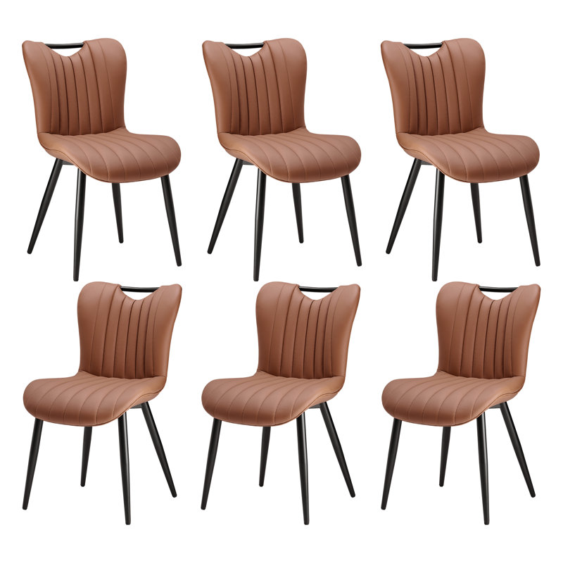 Chaises de salle à manger rembourrées en cuir matelassées Modern, Chameau