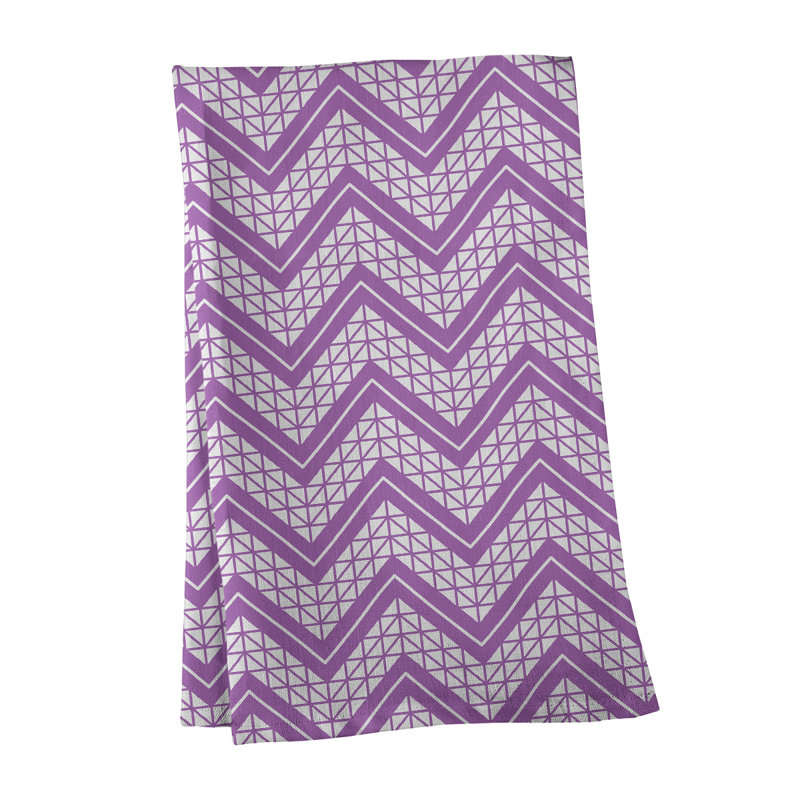 Stephenie Tea Towel Kitchen Towel, Pink/Purple/White, Poly Twill