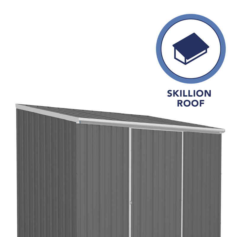 Woodland Gray 7' x 5' Metal Storage Shed with Sliding Door