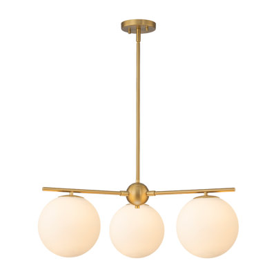 3-Light Opaque White Glass Sphere Chandelier
