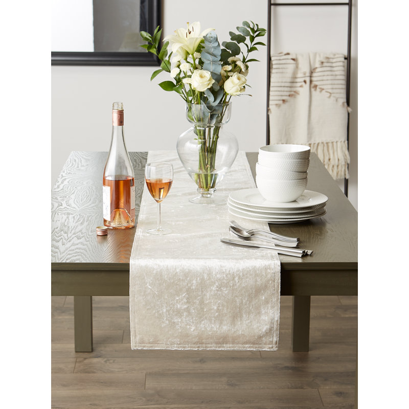RED VELVET TABLE RUNNER 14X108, Cream
