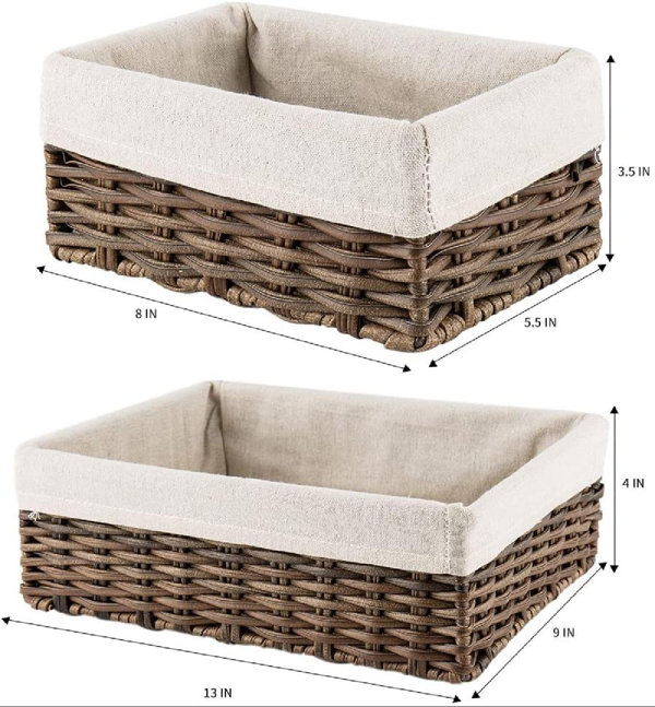 Latitude Run® Handmade Wicker Storage Baskets Set Shelf Baskets