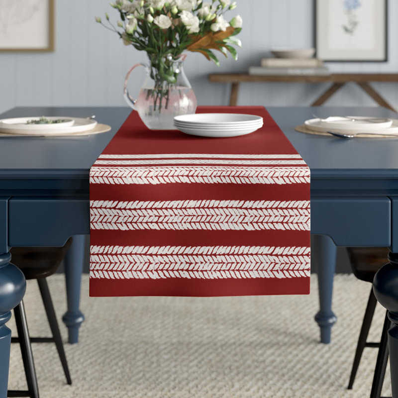 Kubiak Striped Table Runner, 72" x 16", Red
