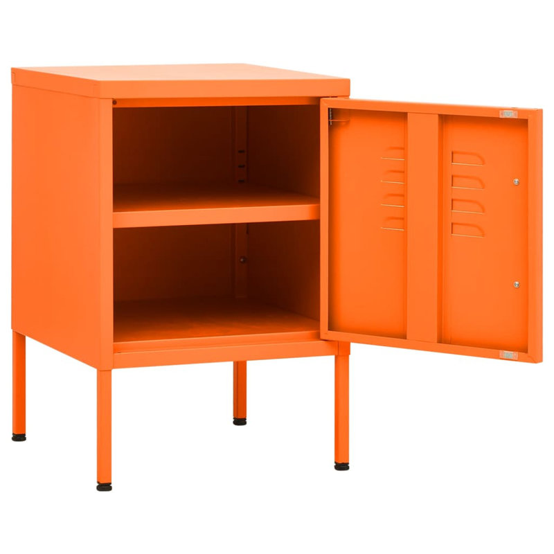Izzabel 35 cm W Steel Bedside Table, Orange, Individual