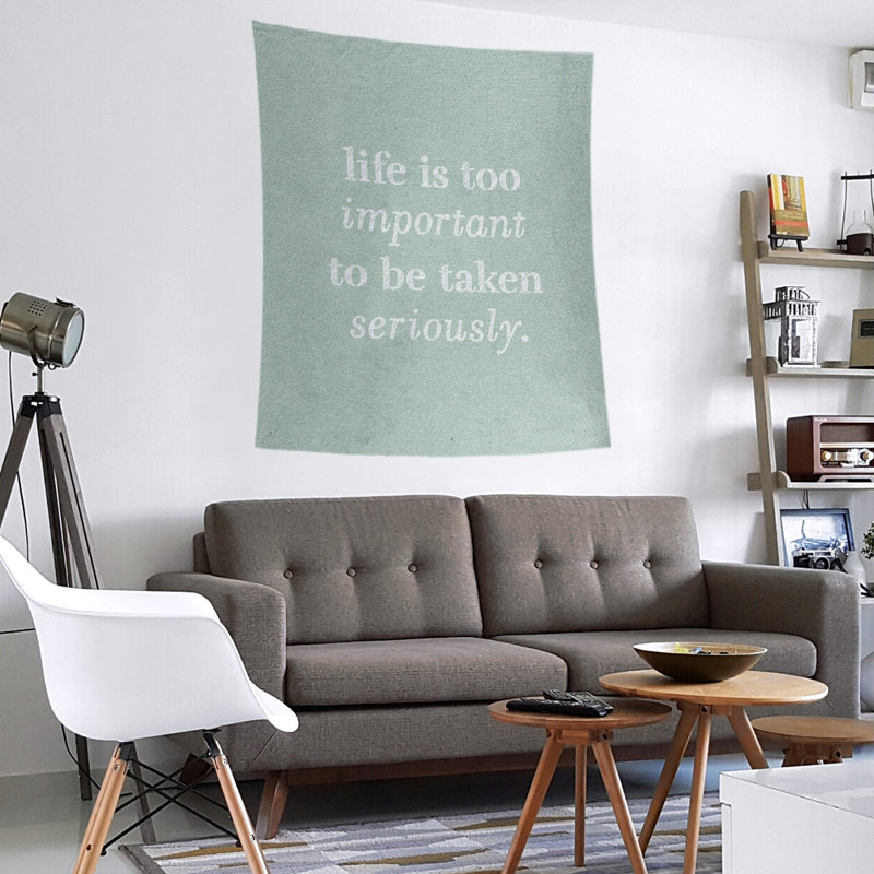 Tapisserie de levity et citation en polyester, H 27,5 po x l 37,5 po, Vert / blanc