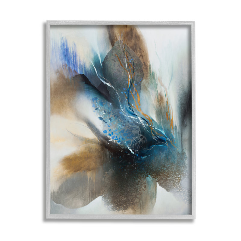 Traduction abstraite d'un oiseau tacheté bleu par K. Nari - impression, H 14 po x l 11 po, Estampe numérique Farmhouse