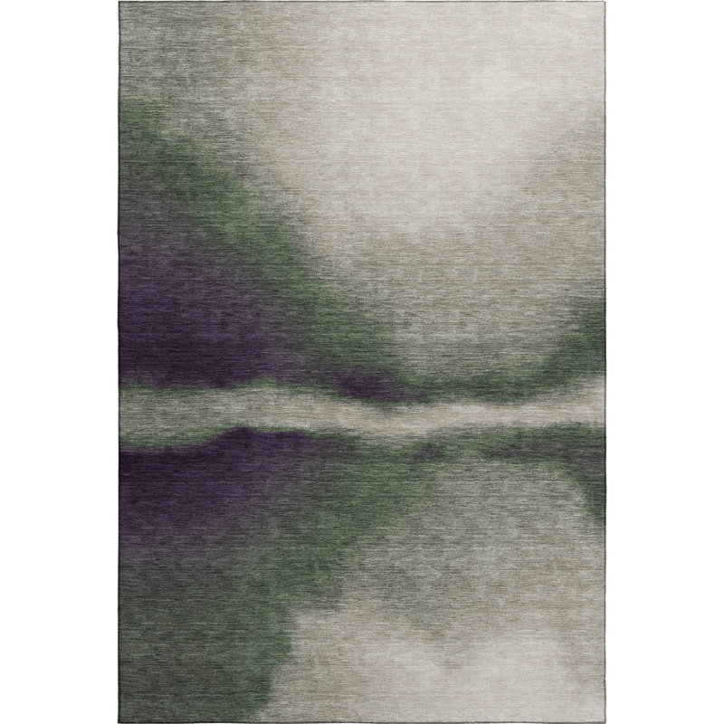 Premium Machine Washable Mayfield AMF2419 Abstract Rug, Fern, 5' x 7'6"
