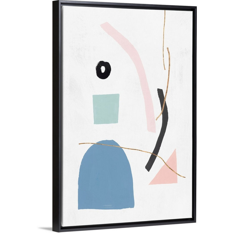 Reproduction d’art sur toile « Precision II blush version » par PI studio, Toile avec cadre noir