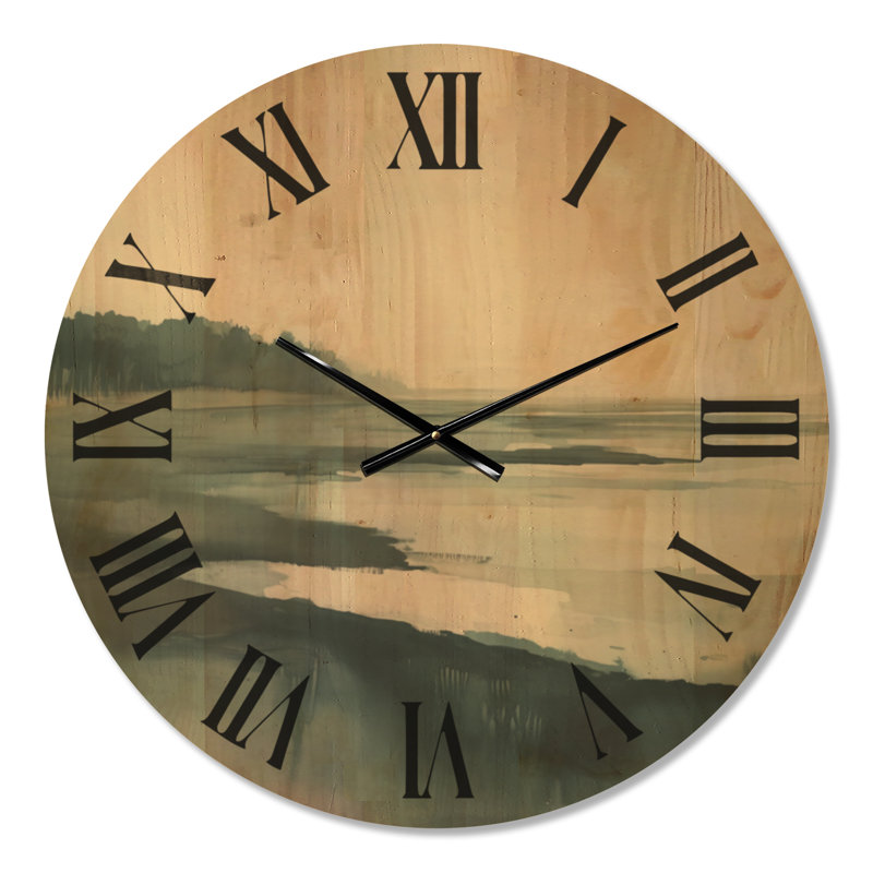 Estuaire de Quiet Sandbar II - Horloge murale en bois bord de mer, Large