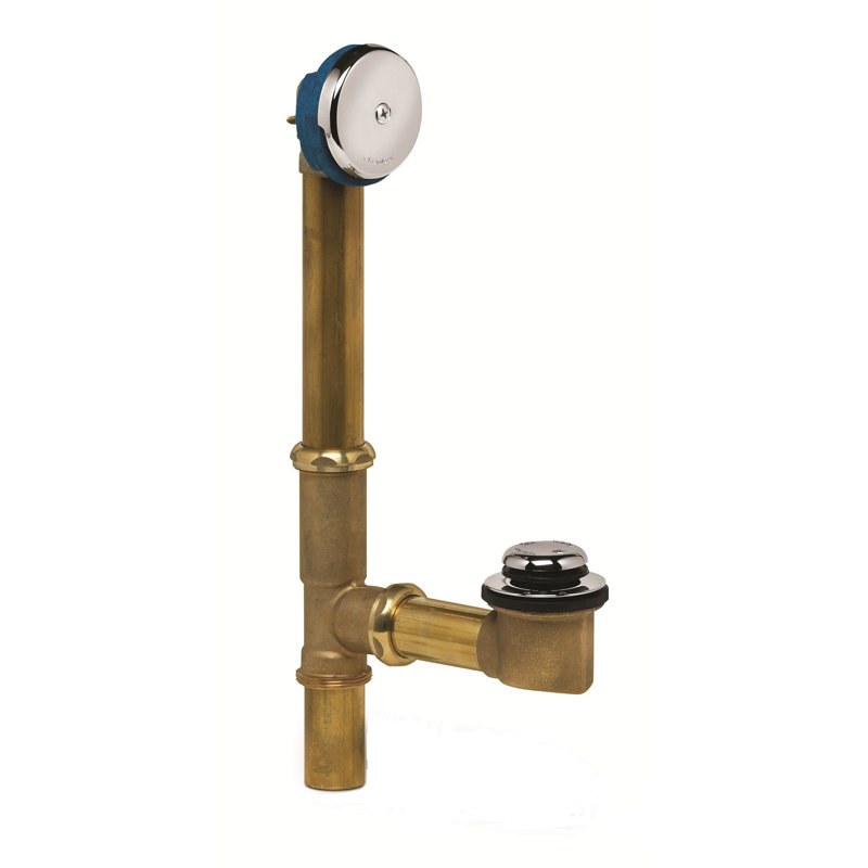 Drain de baignoire Touch Leg avec bouchon de débordement et garniture chromée, laiton tubulaire
