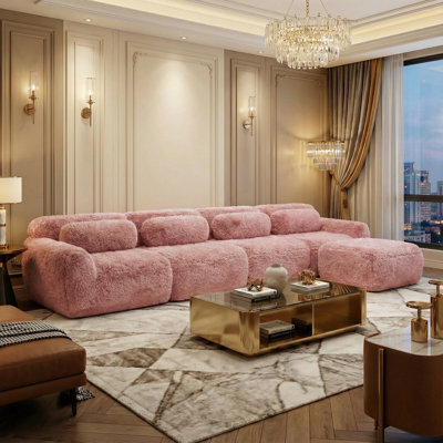 Tissu moelleux doux et moelleux en forme de L désossé, canapés modulaires pour canapé modulaire, conception antidérapante en éponge haute densité 32d, connexion à boucle libre, aucun assemblage requis, pour la chambre à coucher