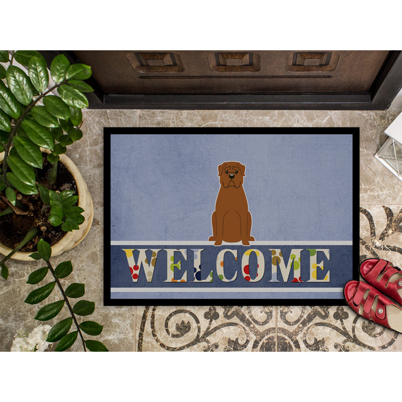 « dogue de bourdeaux welcome 27 po x 18 po » tapis de porte extérieur antidérapant