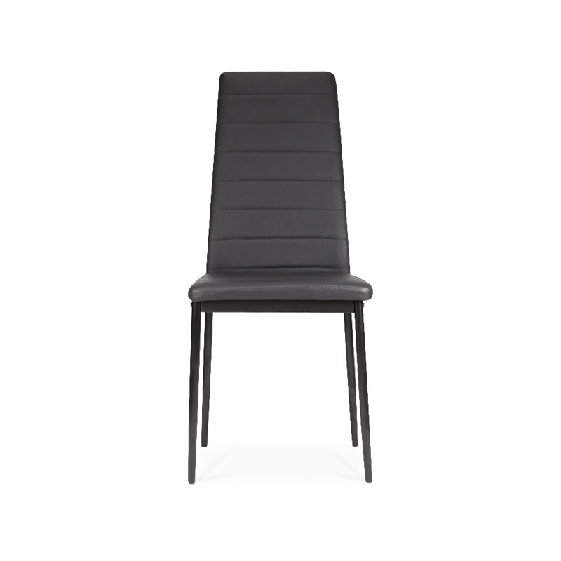 Adonia Upholstered Faux Leather High Back Dining Chairs, 2, Black