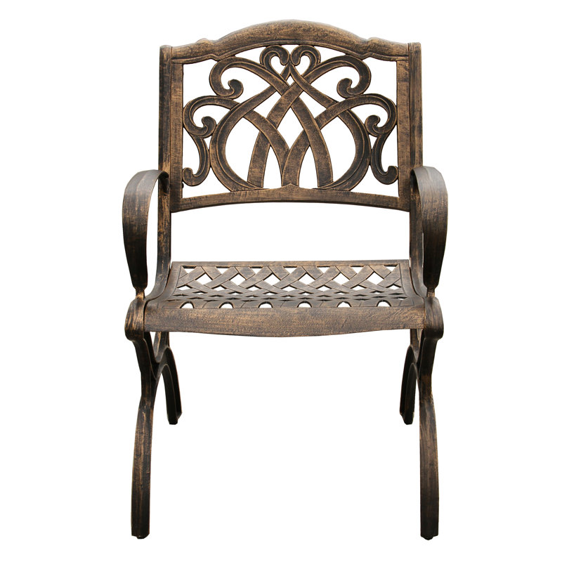 Alicea-Rodriguez Outdoor Dining Armchair, Bronze