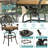  10-piece Outdoor Bar Set, All Weather Cast Aluminum Patio Bar Furniture With 8 Cushioned Swivel Bar Stools, Large 64" Square Patio Bar Height Table With Detachable Lazy Susan, 2" Umbrella Hole