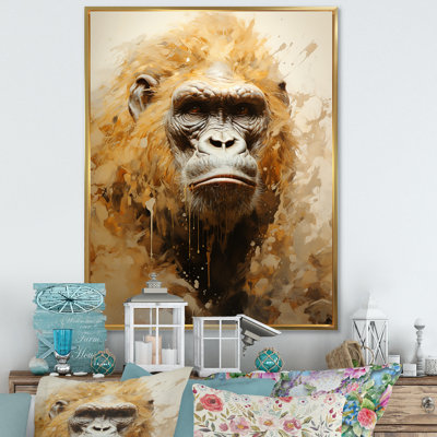 Portrait de gorille beige I sur toile