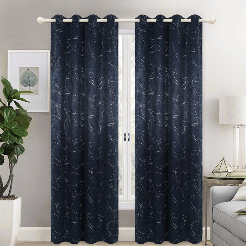 Adelina Blackout Curtain Single Panel, Navy