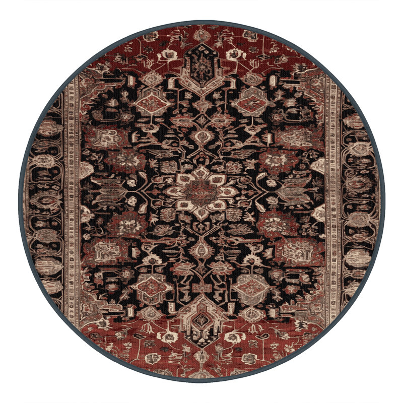 Tapis brun lavable à la machine, Rond 4 pi