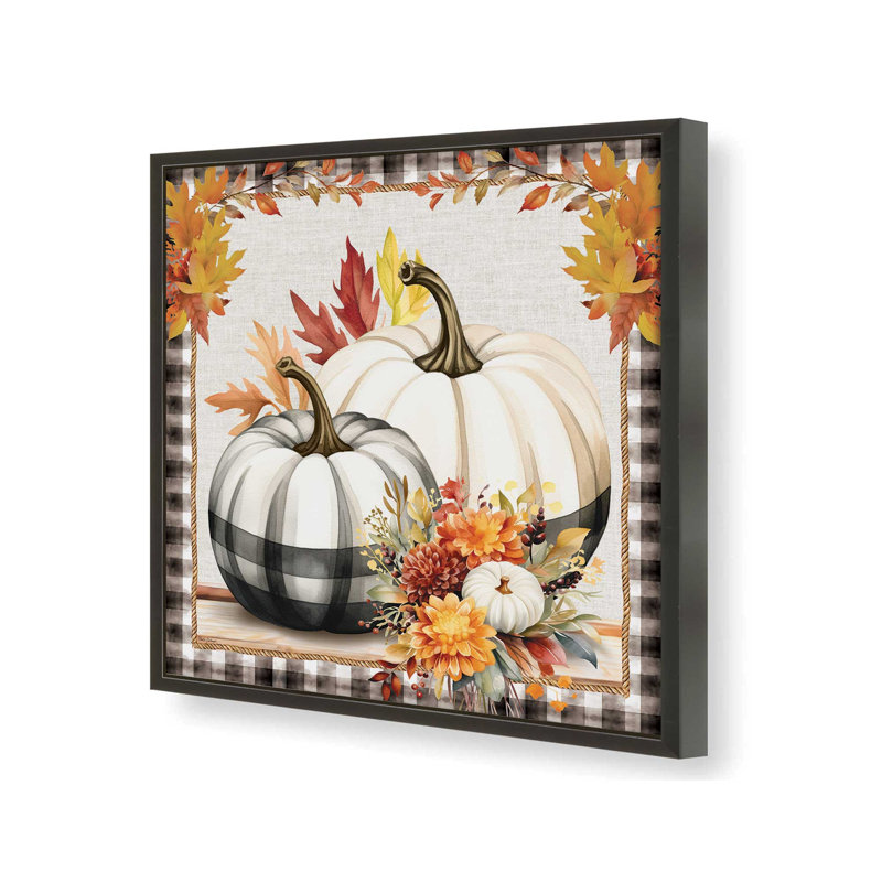 «Fall Pumpkin Still Life» par Nicole DeCamp, reproduction d'art, L 20 po x H 20 po, Noir, Impression encadrée