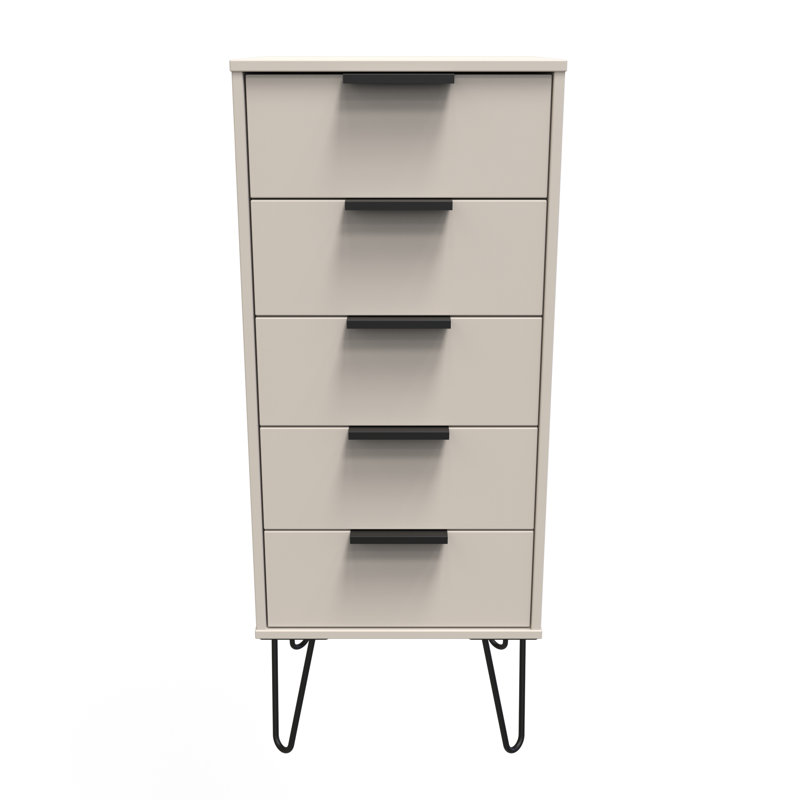 Peacham 45cm W Manufactured Wood Bedside Table, Beige/Black