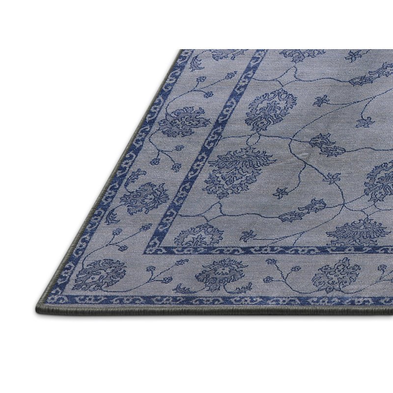 Tapis oriental bleu / ivoire Skakke, Tapis de couloir 2 pi x 5 pi