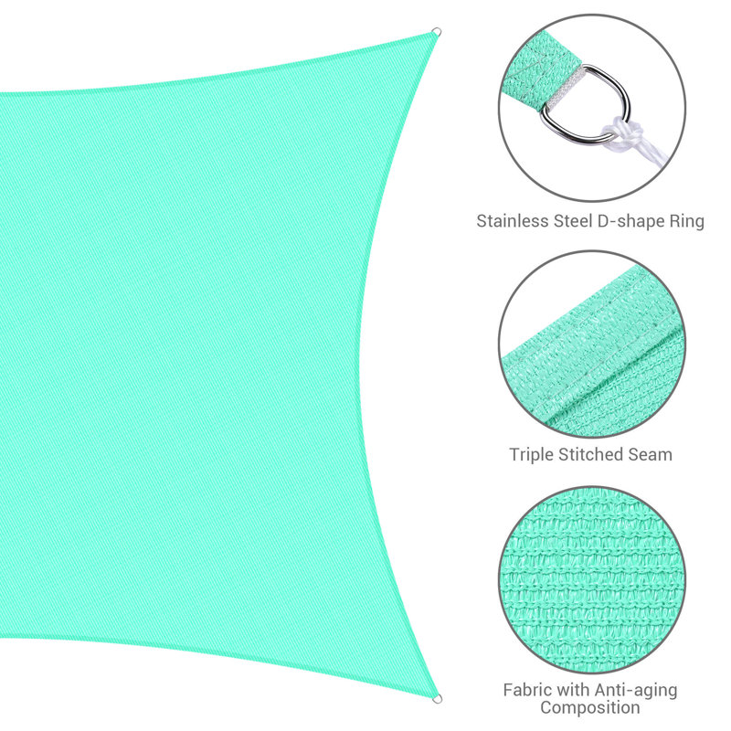 Pearl Aqua 12' x 16' HDPE Rectangle Sun Shade Sail Canopy