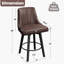Tabouret de bar pivotant de 1/2 po, tabouret de bar à hauteur de comptoir de 24 po avec dossier, tabouret de bar rembourré en cuir synthétique avec pieds en bois massif pour la cuisine et le bar-844719867-844897437