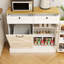 Armoire de rangement pour poubelle de cuisine avec 2 tiroirs et 1 armoire à ordures basculante et 1 porte avec support de rangement et 2 tablettes