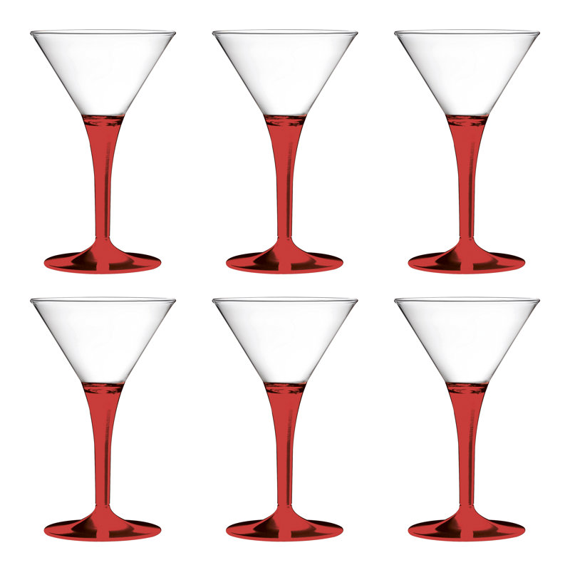 Polycarbonate Martini Glass - 6 Pieces, Red