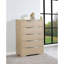 Commode de chambre à coucher à 5 tiroirs en orme clair Mirador (comprend la commode seulement et non le miroir)
