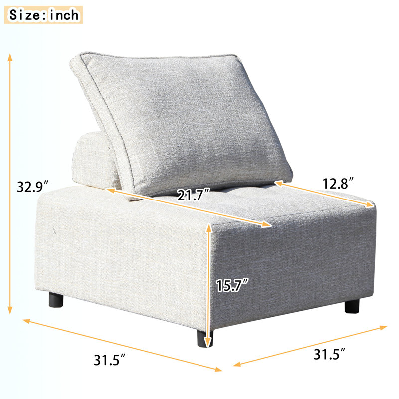 Méridienne large 31,50 po Ayriauna, Mélange de polyester beige