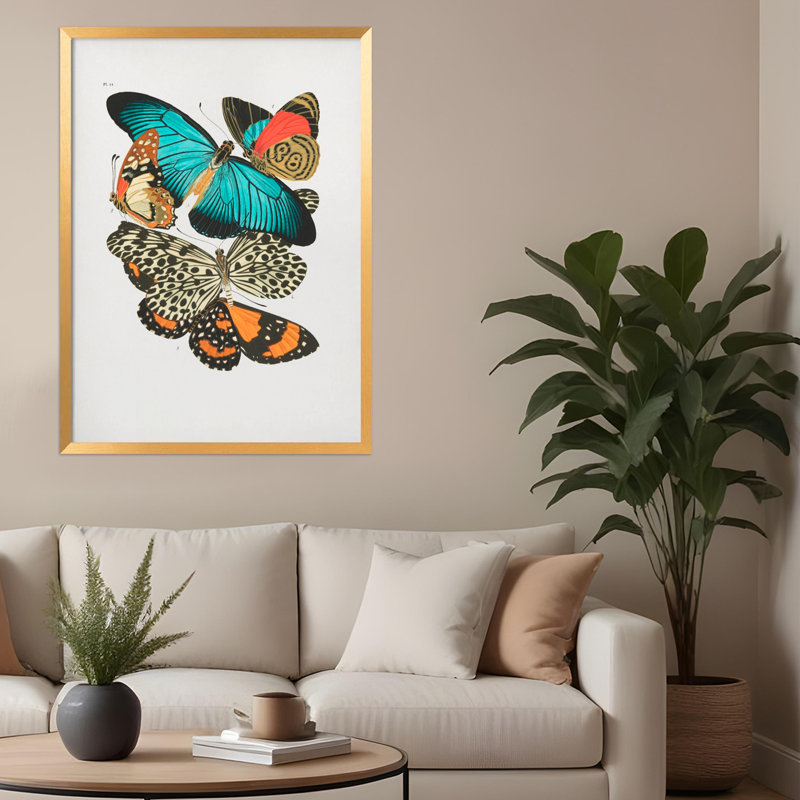 Art inspiré de la nature «Butterflies I», impression encadrée, H 40 po x l 30 po
