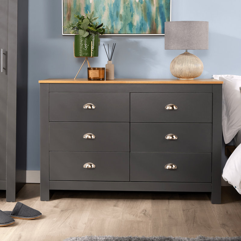 Itzayani 120cm W 6 - Drawer Chest of Drawers, Graphite