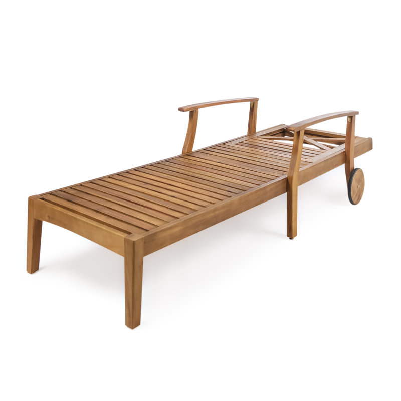 Chaise longue inclinable en bois d'acacia Bevelyn
