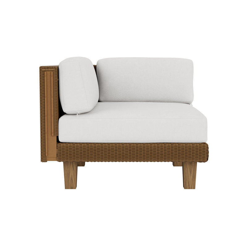 Catalina Outdoor Teak Corner Wedge Lounge Chair, Demo Skyway, Hickory