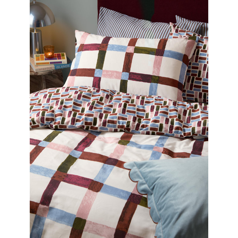 Selvan Cotton Blend Geometric Duvet Cover Set, Super King Duvet Cover + 2 Standard Pillowcases