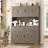 Hempel 70.9"H Kitchen Pantry With Charge Station, 55.1"W Farmhouse Style Pantry Cabinet with Microwave Shelf & Adjustable Shelves-188759883