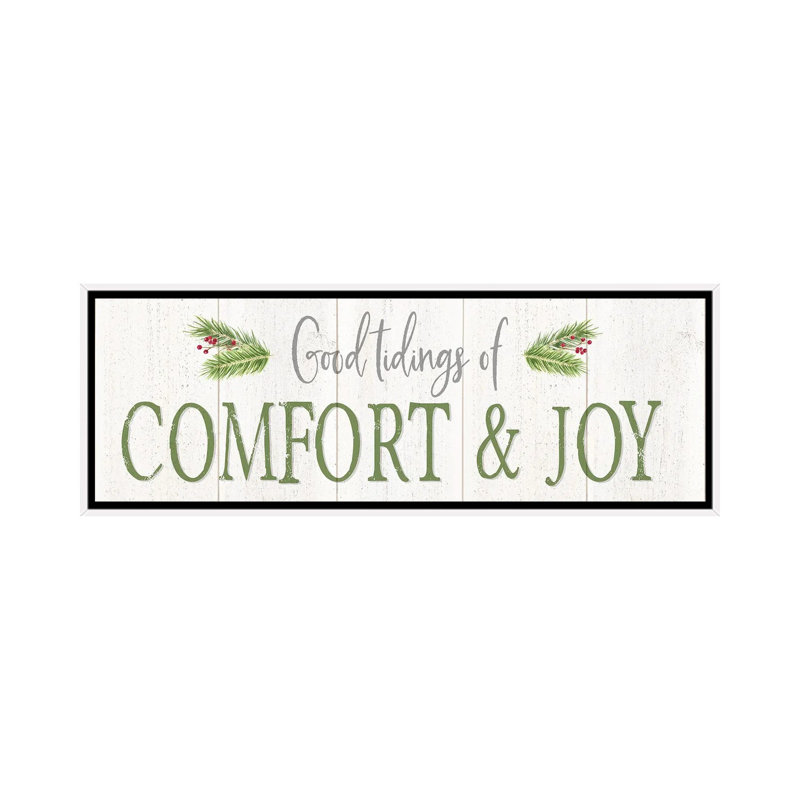 «Peaceful Christmas Horizontal Comfort & Joy» par Tara Reed - impression d'art textuel, H 12 po x l 36 po x 1,5 po