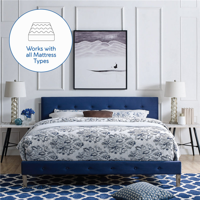 Monona Upholstered Platform Bed, Antonio Sapphire, King