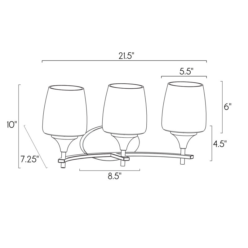 3 - Light Dimmable Vanity Light, Brushed Nickel